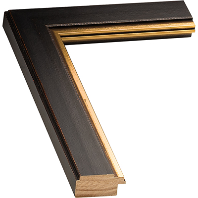 1-1/2 inch Wide Black with Gold Border Picture Frame Moulding in Lengths -  4415-M